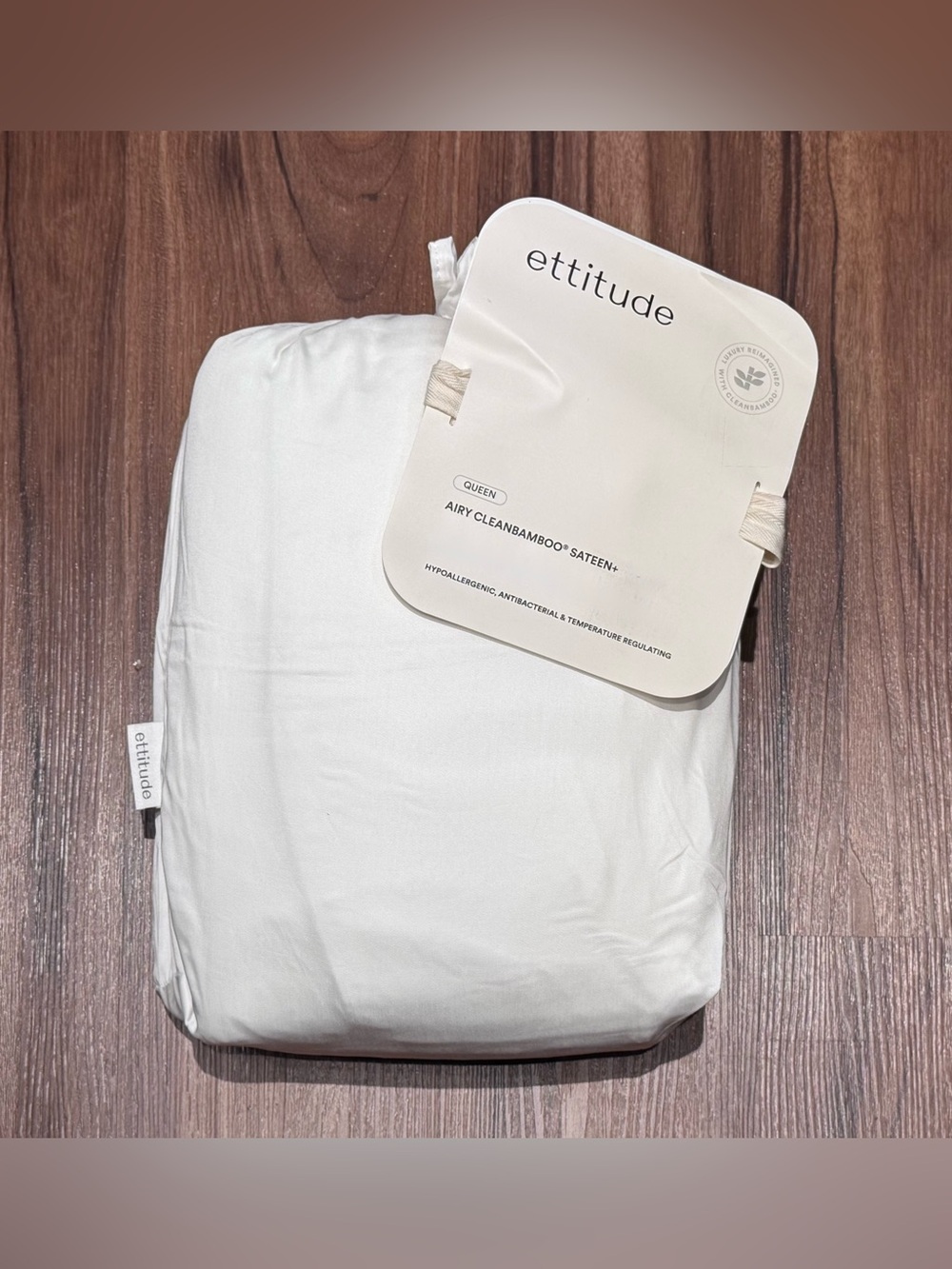 Ettitude Luxe Clean Bamboo Sateen+ Queen Sheet Set – Cloud